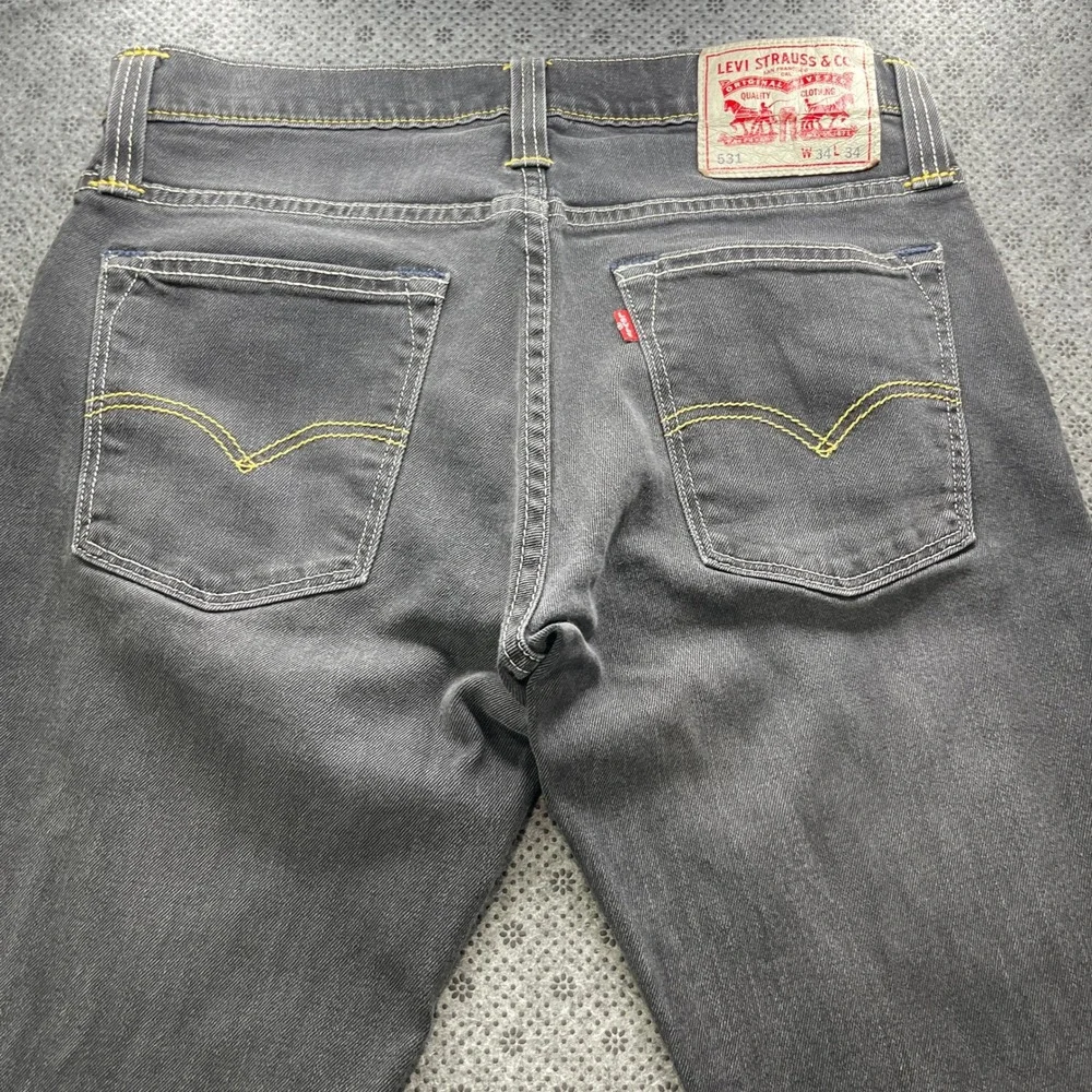 Levis 531 Athletic Slim Fit Jeans Mens 34x34 Fits W33xL32 Gray Charcoal Denim